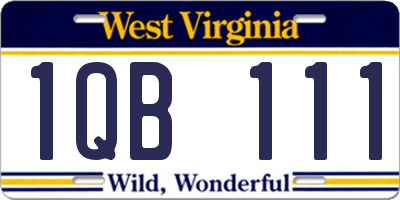 WV license plate 1QB111