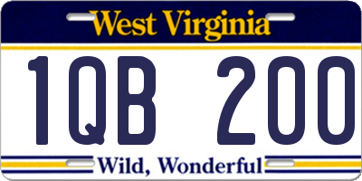 WV license plate 1QB200
