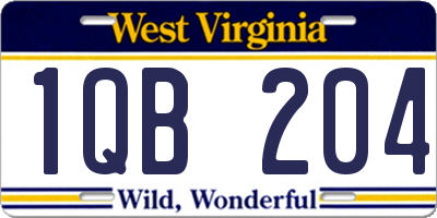 WV license plate 1QB204