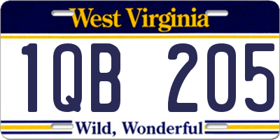 WV license plate 1QB205