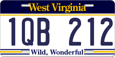 WV license plate 1QB212