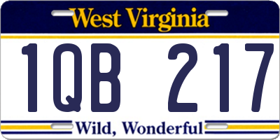 WV license plate 1QB217