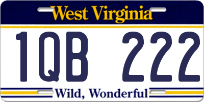 WV license plate 1QB222