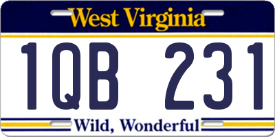 WV license plate 1QB231