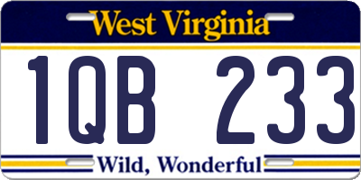 WV license plate 1QB233