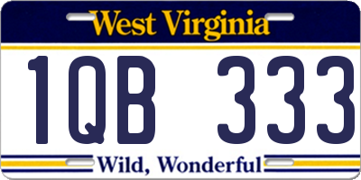 WV license plate 1QB333