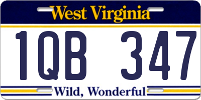 WV license plate 1QB347