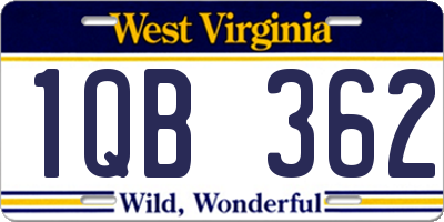 WV license plate 1QB362