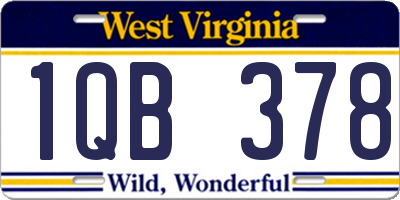 WV license plate 1QB378