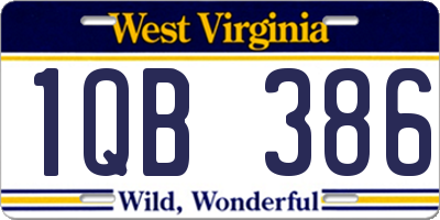 WV license plate 1QB386