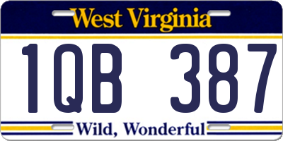 WV license plate 1QB387