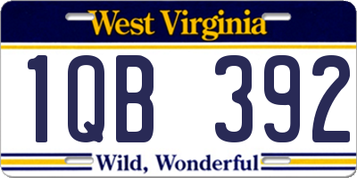 WV license plate 1QB392