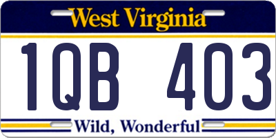 WV license plate 1QB403