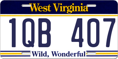 WV license plate 1QB407