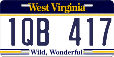 WV license plate 1QB417