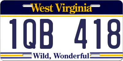 WV license plate 1QB418