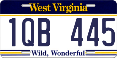 WV license plate 1QB445