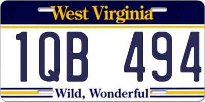 WV license plate 1QB494