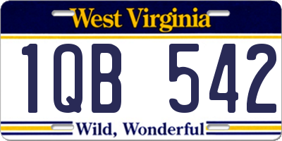 WV license plate 1QB542