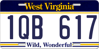 WV license plate 1QB617
