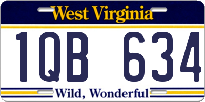 WV license plate 1QB634