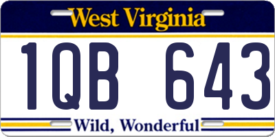 WV license plate 1QB643