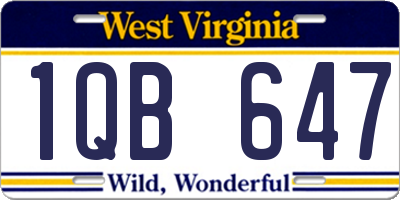 WV license plate 1QB647