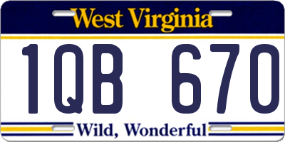 WV license plate 1QB670