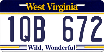 WV license plate 1QB672