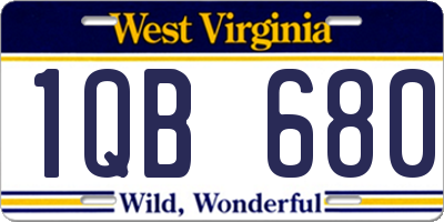 WV license plate 1QB680