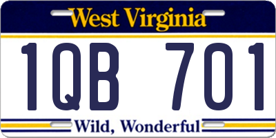 WV license plate 1QB701