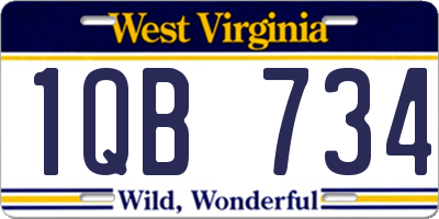 WV license plate 1QB734