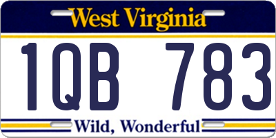 WV license plate 1QB783