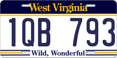 WV license plate 1QB793