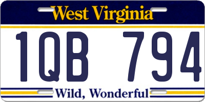 WV license plate 1QB794