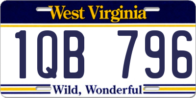 WV license plate 1QB796