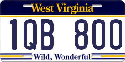 WV license plate 1QB800