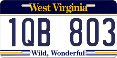 WV license plate 1QB803