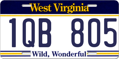 WV license plate 1QB805