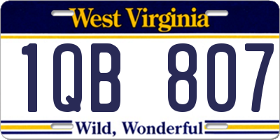 WV license plate 1QB807