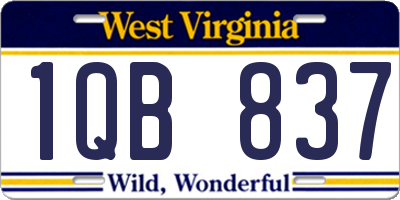 WV license plate 1QB837