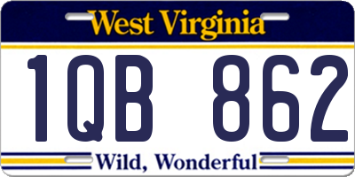 WV license plate 1QB862