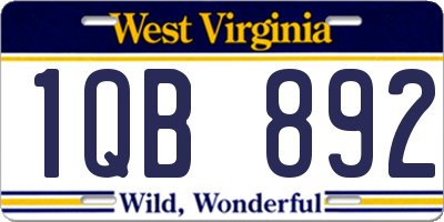 WV license plate 1QB892