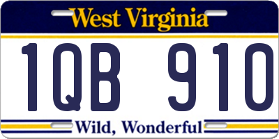 WV license plate 1QB910