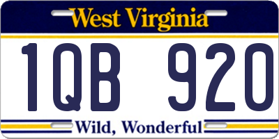WV license plate 1QB920