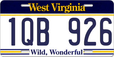 WV license plate 1QB926