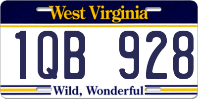 WV license plate 1QB928
