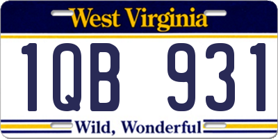 WV license plate 1QB931