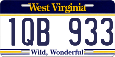 WV license plate 1QB933