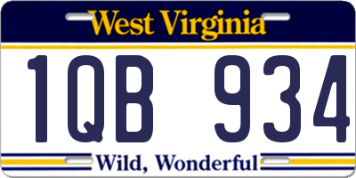 WV license plate 1QB934
